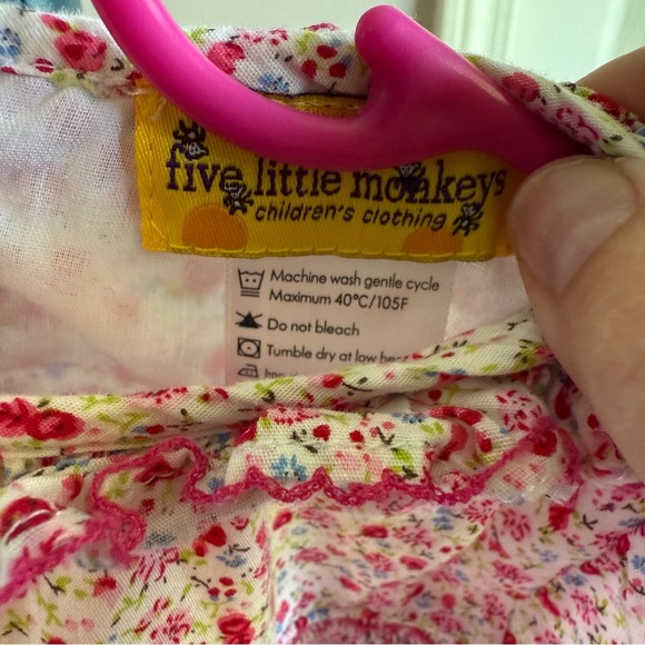 Five Little Monkeys 3t Floral Smocked set with Ruffle collar and Pink Bloomers - Picture 3 of 11